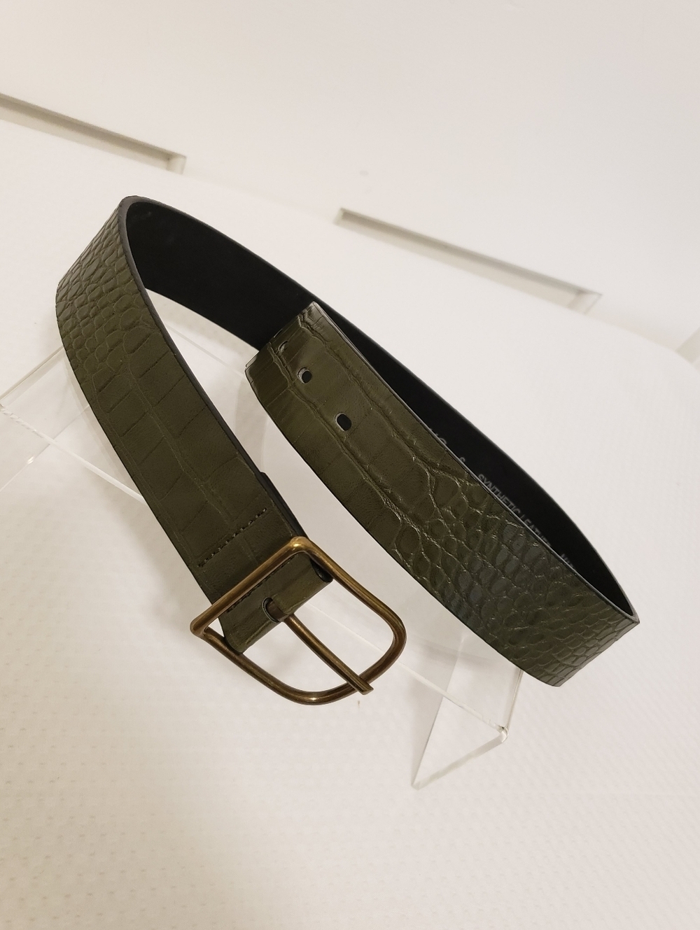 EC Banana Republic Olive Green Croc-Embossed Faux Leather Belt Size Small Casual